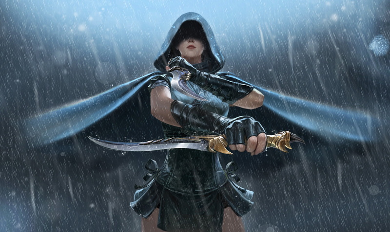 刺客主题幻想少女壁纸合集 高清1080P 雨天 武器 刺客 幻想少女 奇幻艺术