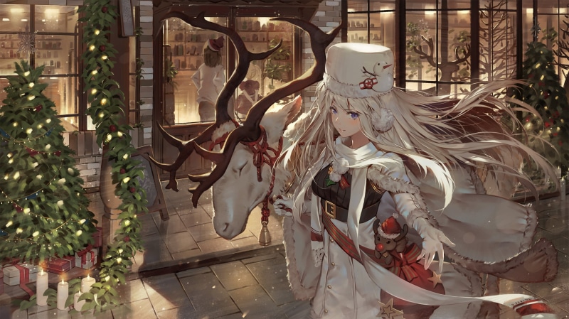 这张壁纸的核心是幻想系二次元少女