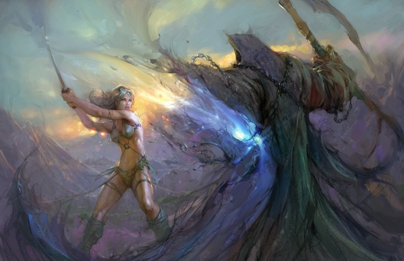 死神与战士少女的暗黑幻想壁纸合集
